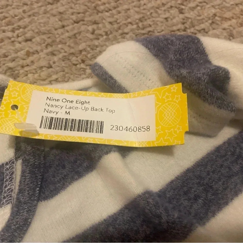 Stitch Fix Girls NWT NIne One NIght Nancy Lace-Up Back Top Navy M - Picture 6 of 9
